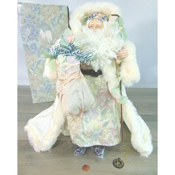 NEW Brinn's 1993 ENGLISH GARDEN SANTA 16" DOLL Porcelain Father Christmas Decor - Picture 8 of 12